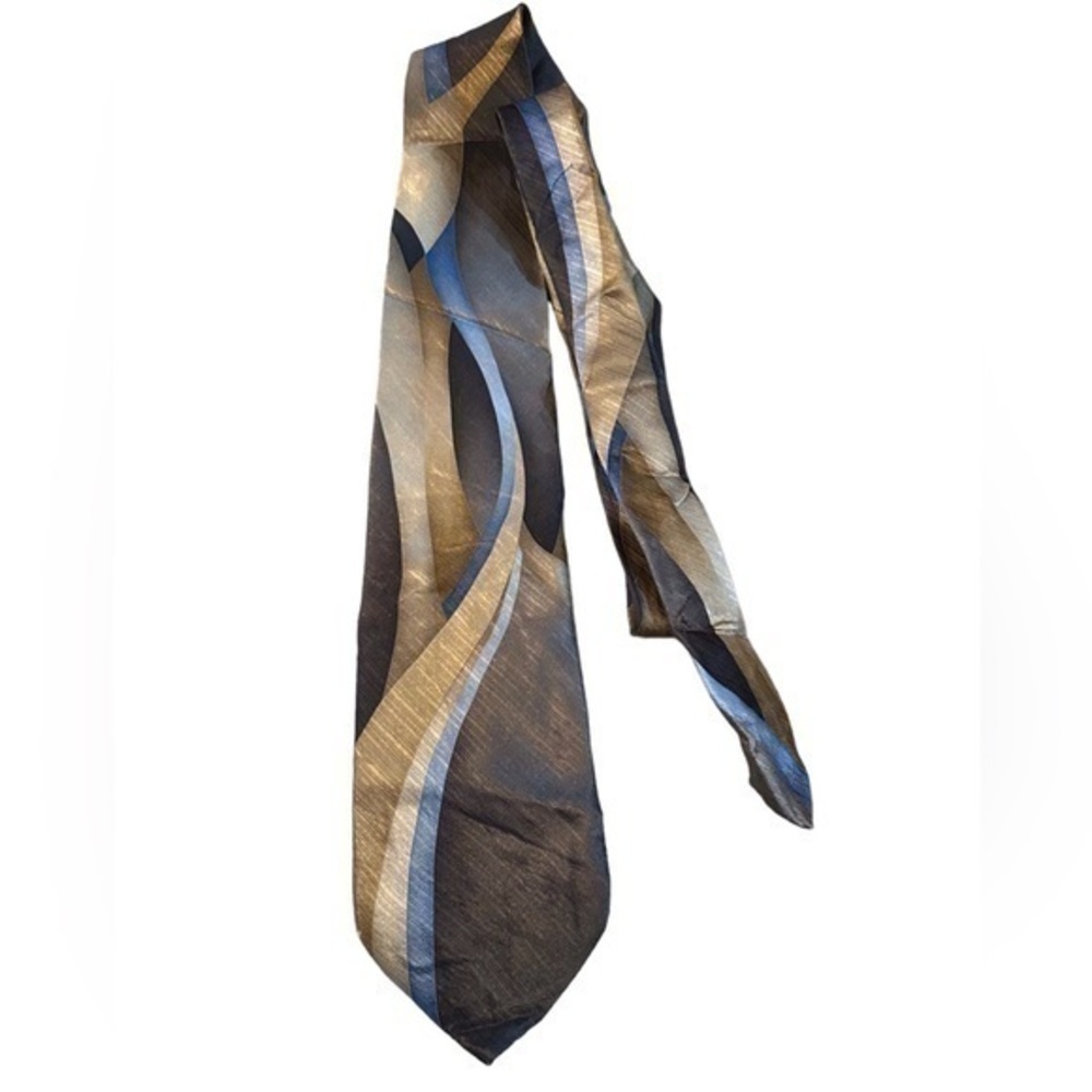 Geoffrey Beene Silk Tie - Brown and Blue